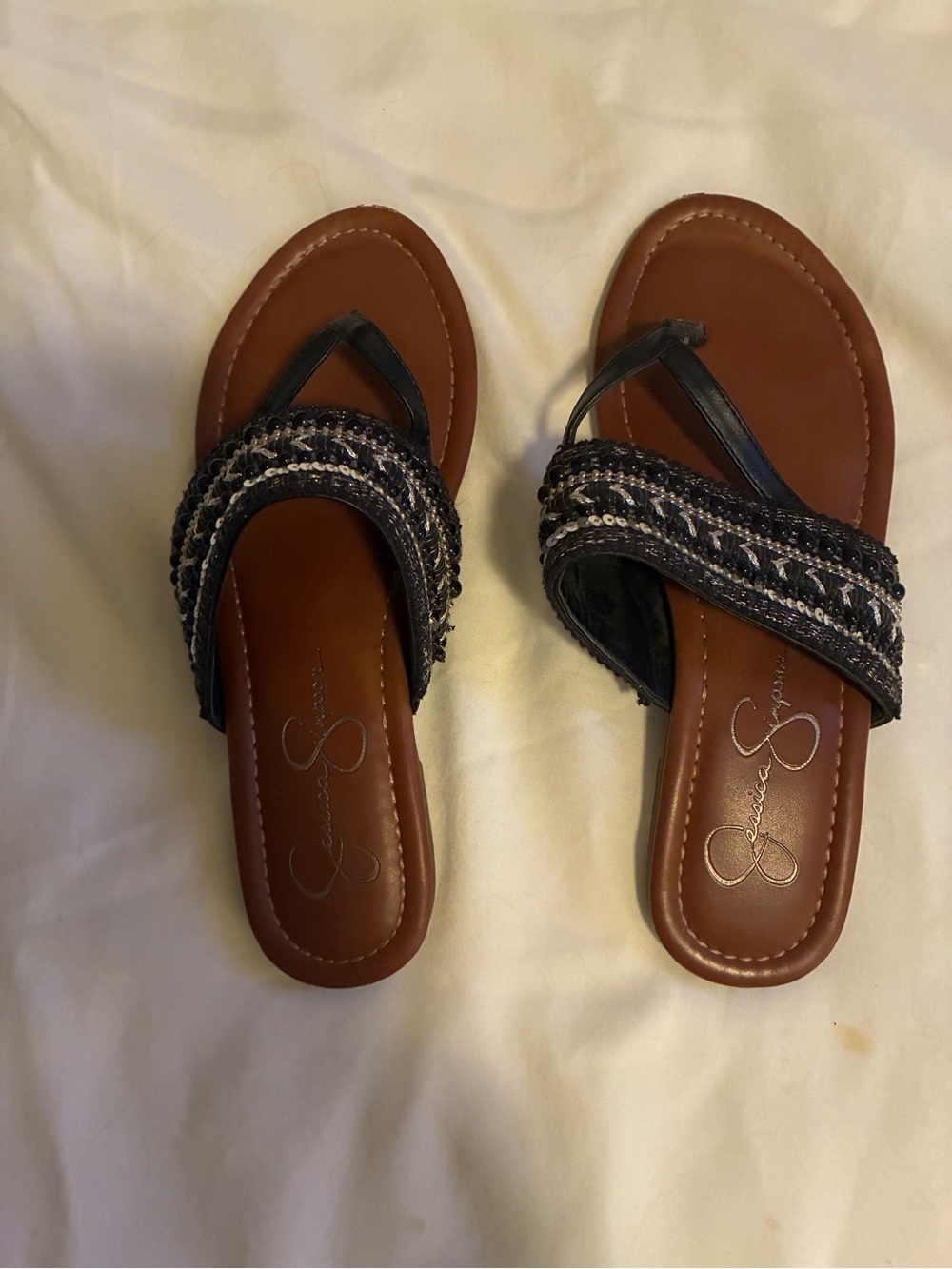 Jessica Simpson Black & Silver Sandals SZ 6M